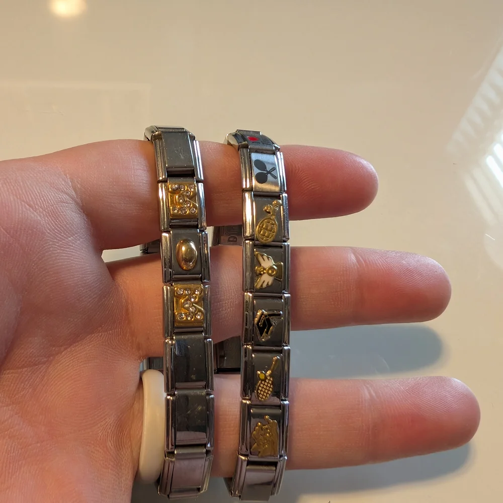 2 Stainless Steel Stretch Charm Bracelet